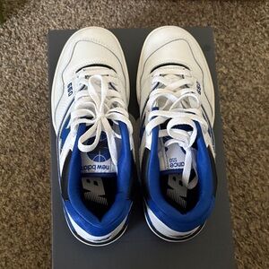 New Balance 550 White and Blue Athletic Shoes